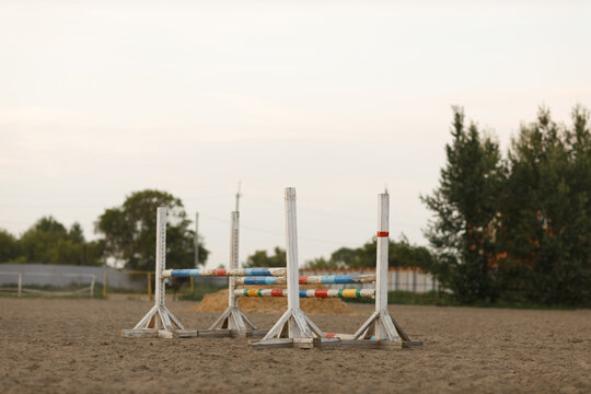 Show jumping barrier at horse jumping competition