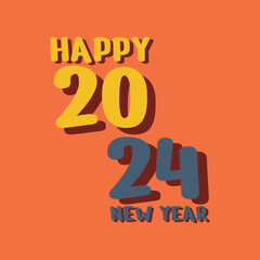 happy new year 2024 vector design logo