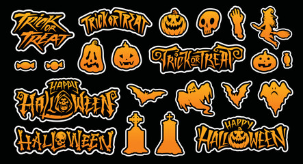 Halloween holiday colorful set logotypes