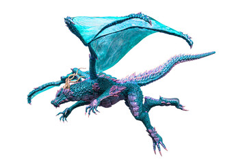 dragon king is flying and hunting side view
