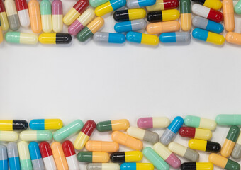 medicine pills on white background