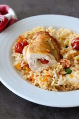 Tomato and mozzarella stuffed chicken breast