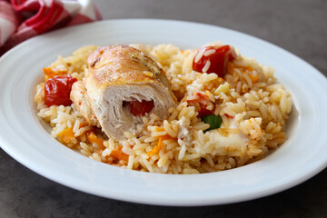Tomato and mozzarella stuffed chicken breast