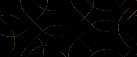 Abstract black circle shape with elegant gold lines on black background, black Business paper with white lines, gold silver polygon poster, royal premium geo name, new year circle Design.