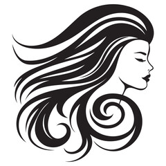 illustration of women short hair style icon, logo women face on white background, vector