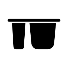 Yogurt cup, plastic container vector glyph icon