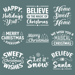 Christmas and New Year hand drawn lettering greeting cards set. Vector illustrations for greeting cards, website and more