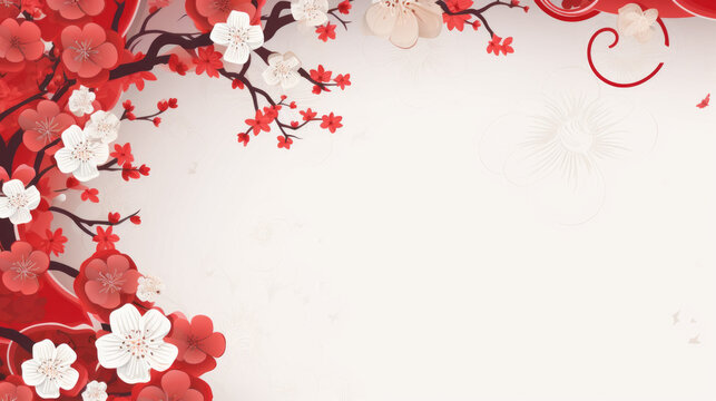 Banner design with abstract pattern in oriental style, cherry blossom, sakura flower.