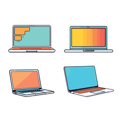 computer laptop vector illustration set 