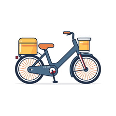 free delivery illustration with bicycle cartoon style white background