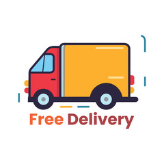 free delivery illustration with vehicle cartoon style courier cargo van shipping 