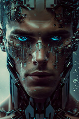 a male with protective shield in futuristic style - generative AI