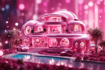 a children's pink doll house