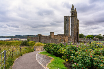 Ruins of Saint Andrews Cathedral in Scotland, one of the largest in the Middle Ages.