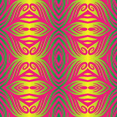 Seamless design vector Beauty flower line art batik ethnic dayak borneo pattern with colourful gradient 