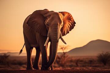 One adult African Elephant in natural habitat.