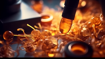 Magnified view of parasitic worms. Microscope in the laboratory. Ai Generative