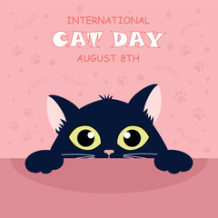 Cat poster icon vector illustration. Cat on isolated background. International cat day sign concept.