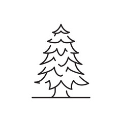 Tree line icon. Naturally beautiful symbol, wooden trunk and outline branches for map. Tree vector outline art illustration isolated on white background