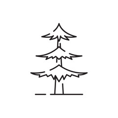 Tree line icon. Naturally beautiful symbol, wooden trunk and outline branches for map. Tree vector outline art illustration isolated on white background