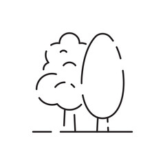 Tree line icon. Naturally beautiful symbol, wooden trunk and outline branches for map. Tree vector outline art illustration isolated on white background