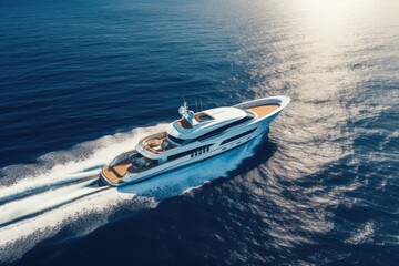 aerial view of beautiful yacht in blue sea, AI Generated