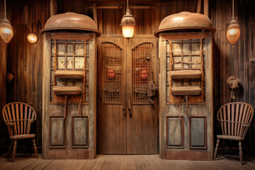 Old western style saloon doors - obrazy, fototapety, plakaty