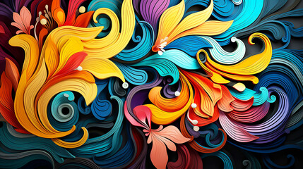 Colorful Modern 3d prints. Textile illustration render.Abstract geometric digital print. 