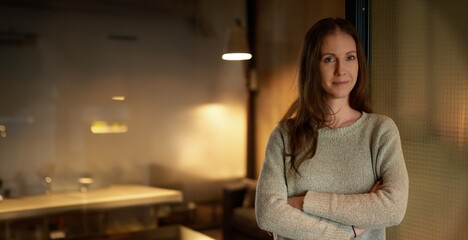 Portrait of smiling woman at home