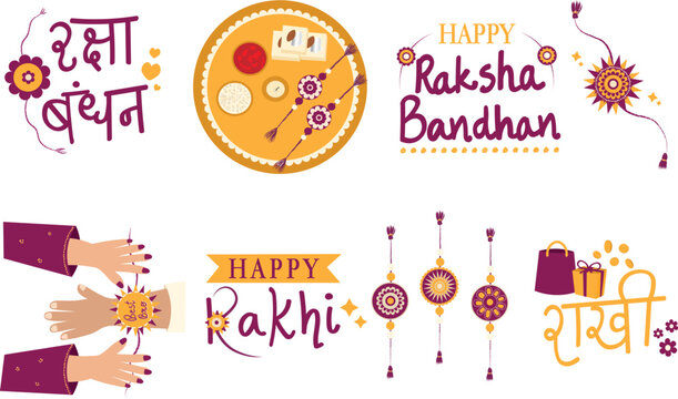raksha bandhan illustrations set happy raksha bandhan rakhi stickers set raksha bandhan stickers clipart