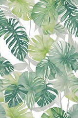 Abstract seamless tropical pattern with bright plants