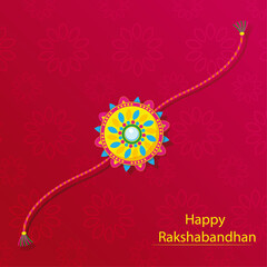 Rakhi Festival Background Design with Creative Rakhi Illustration, Indian festival Raksha Bandhan Vector Illustration with hindi text 'Raksha Bandhan'