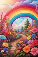 Fototapeta na wymiar Beautiful rainbow garden
