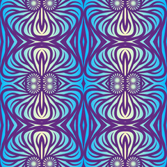 Seamless design vector Beauty flower line art batik ethnic dayak borneo pattern with colourful gradient 
