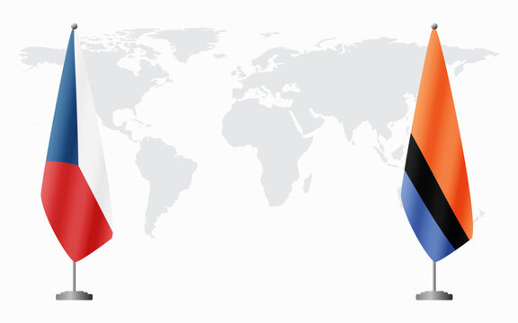 Czech Republic and Chagos Islands flags for official meeting