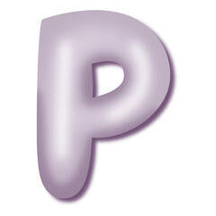 p English alphabet Balloon. purple pastel balloons for text, letter, holiday. Festive, realistic