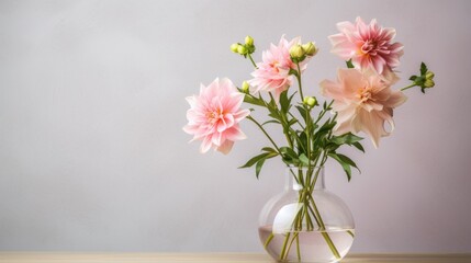 pink flowers in a vase. Generative AI