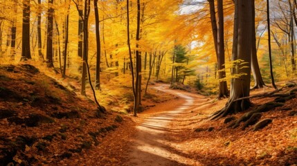 autumn in the forest. Generative AI