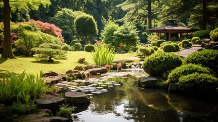 Fototapeta na wymiar japanese garden pond. Generative AI
