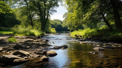 river in the woods. Generative AI