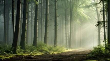 Obraz premium fog in the forest. Generative AI