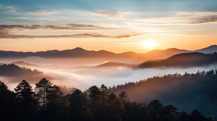 Obraz premium sunrise over the mountains. Generative AI