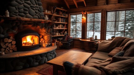 fireplace in the living room. Generative AI