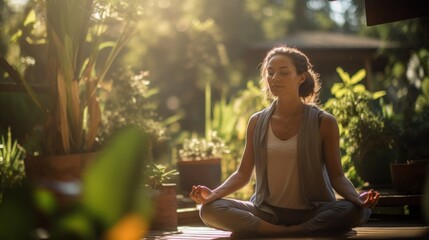 Fototapeta premium person meditating. Generative AI