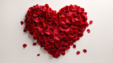 Valentines Day Heart Made of Red Rosepetals. Generative Ai