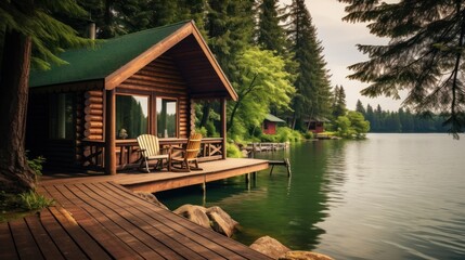 Naklejka premium house on the water. Generative AI