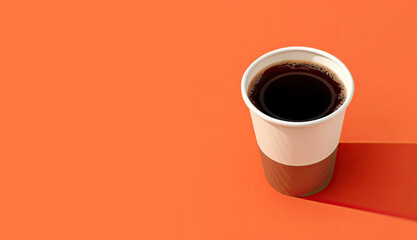 Awesome Coffee Adventure Paper Cup, Black Coffee on Beige Background. easy background