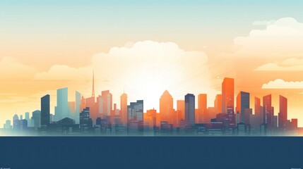 Fototapeta na wymiar city skyline at sunset. Generative AI