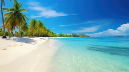 beach with coconut trees. Generative AI