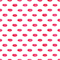 Watercolor lips seamless pattern. Glamor illustration for textile, packaging. Handmade.